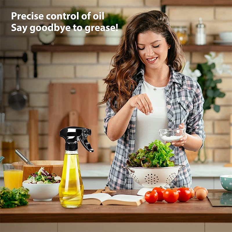 New Oil Sprayer Glass Olive Oil Sprayer Bottle with Rotatable Nozzle, Oil Spritzer Oil Mister for Air Fryer