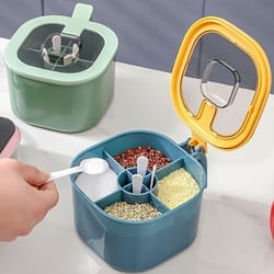 large capacity seasoning box with a lid and spoons comes with four spoons for in the home kitchen for salt containers