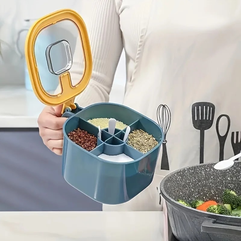 Large Capacity Seasoning Box With A Lid And Spoons Comes With Four Spoons For In The Home Kitchen F 3