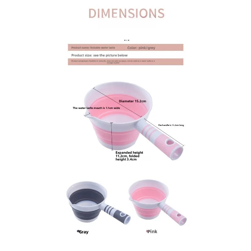 Foldable Water Ladle, Collapsible Water Scoop Dipper for Kitchen Bathroom, Folding Bath Spoon Ladle, Space Saving