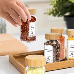 bamboo lid airtight spice jars for spice rack, pepper storage container kitchen tools