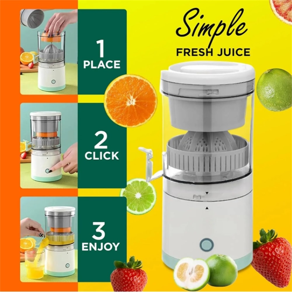 Electric Juicer USB Charging, Automatic Citrus Lemon Squeezer, Wireless Fruit Blender