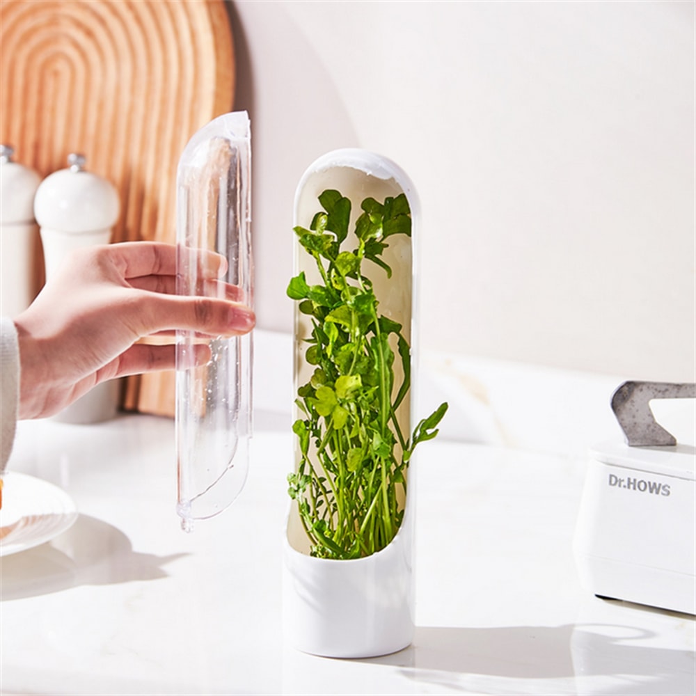 Herb Saver Storage Container, Fresh Herb Keeper for Vegetables, Vanilla Preservation Bottle for Refrigerator Kitchen