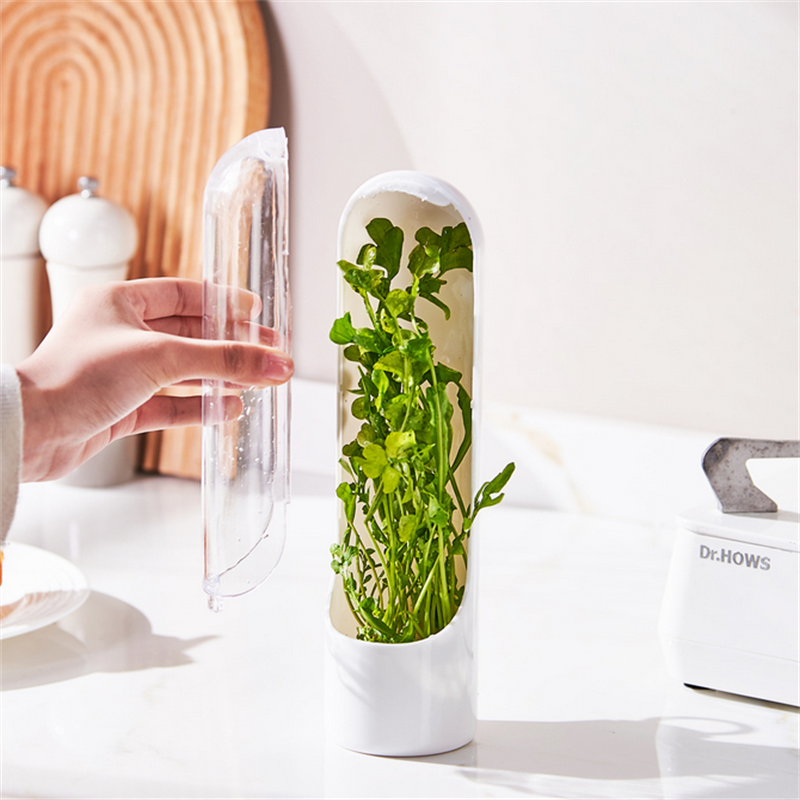 Herb Saver Storage Container, Fresh Herb Keeper for Vegetables, Vanilla Preservation Bottle for Refrigerator Kitchen