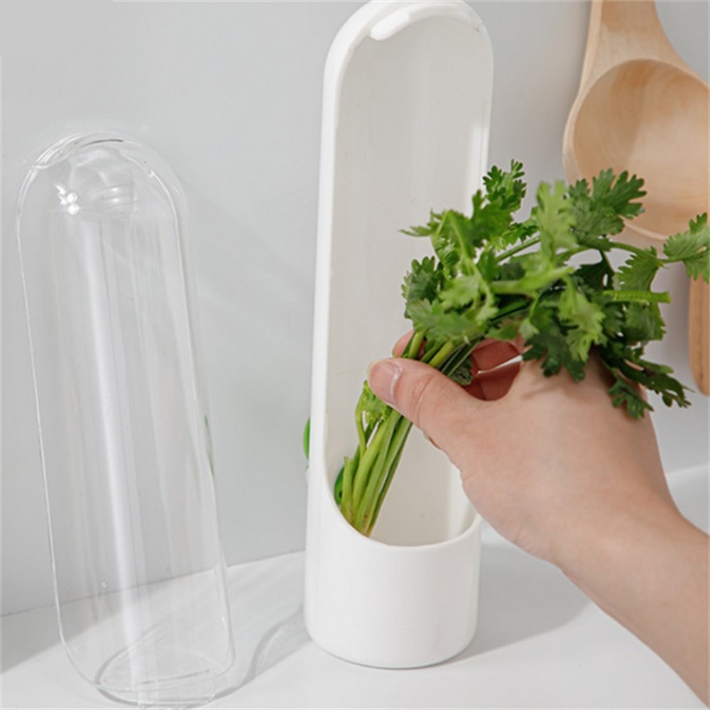 Herb Saver Storage Container, Fresh Herb Keeper for Vegetables, Vanilla Preservation Bottle for Refrigerator Kitchen