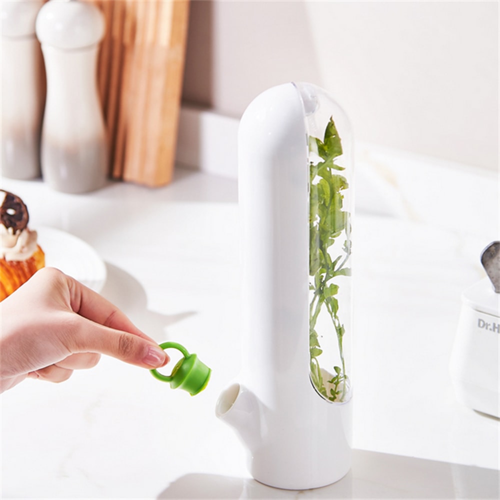 Herb Saver Storage Container, Fresh Herb Keeper for Vegetables, Vanilla Preservation Bottle for Refrigerator Kitchen