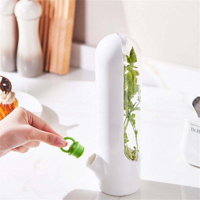 Herb Saver Storage Container, Fresh Herb Keeper for Vegetables, Vanilla Preservation Bottle for Refrigerator Kitchen