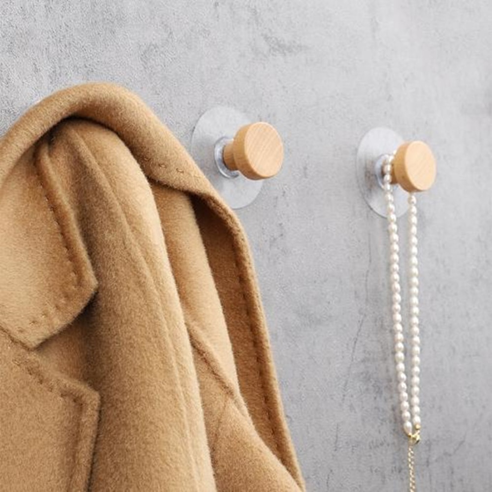 Wooden Hook Geometric Shape PunchFree Wall Hook For Hanging Coats Hats Scarves 0