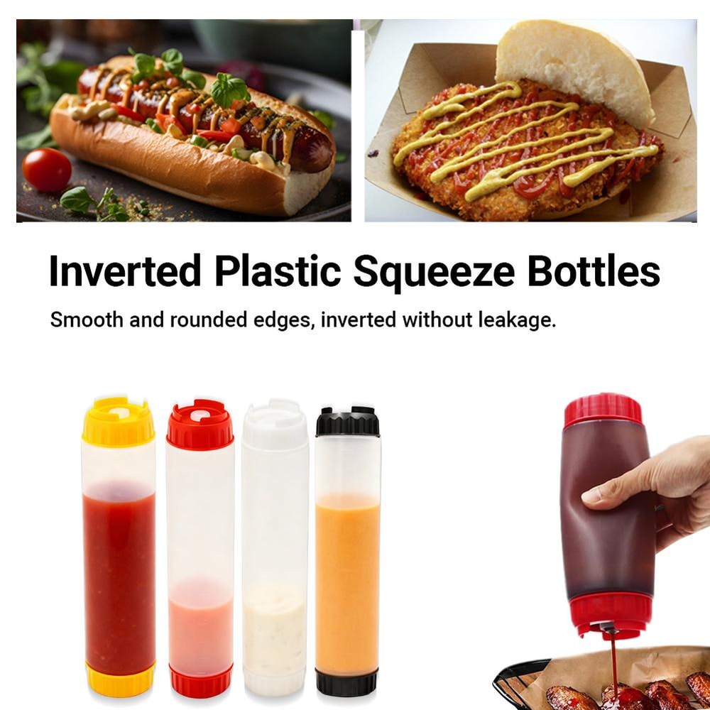 Dual Head Kitchen Squeeze Bottle, Leakproof Upside Down Sauce Dispenser for Jam and Tomato Sauce