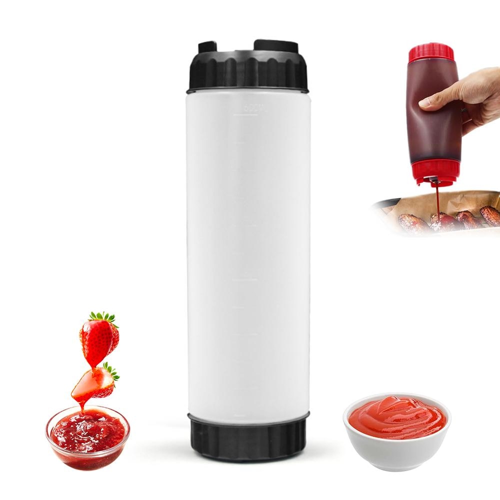 Dual Head Kitchen Squeeze Bottle, Leakproof Upside Down Sauce Dispenser for Jam and Tomato Sauce