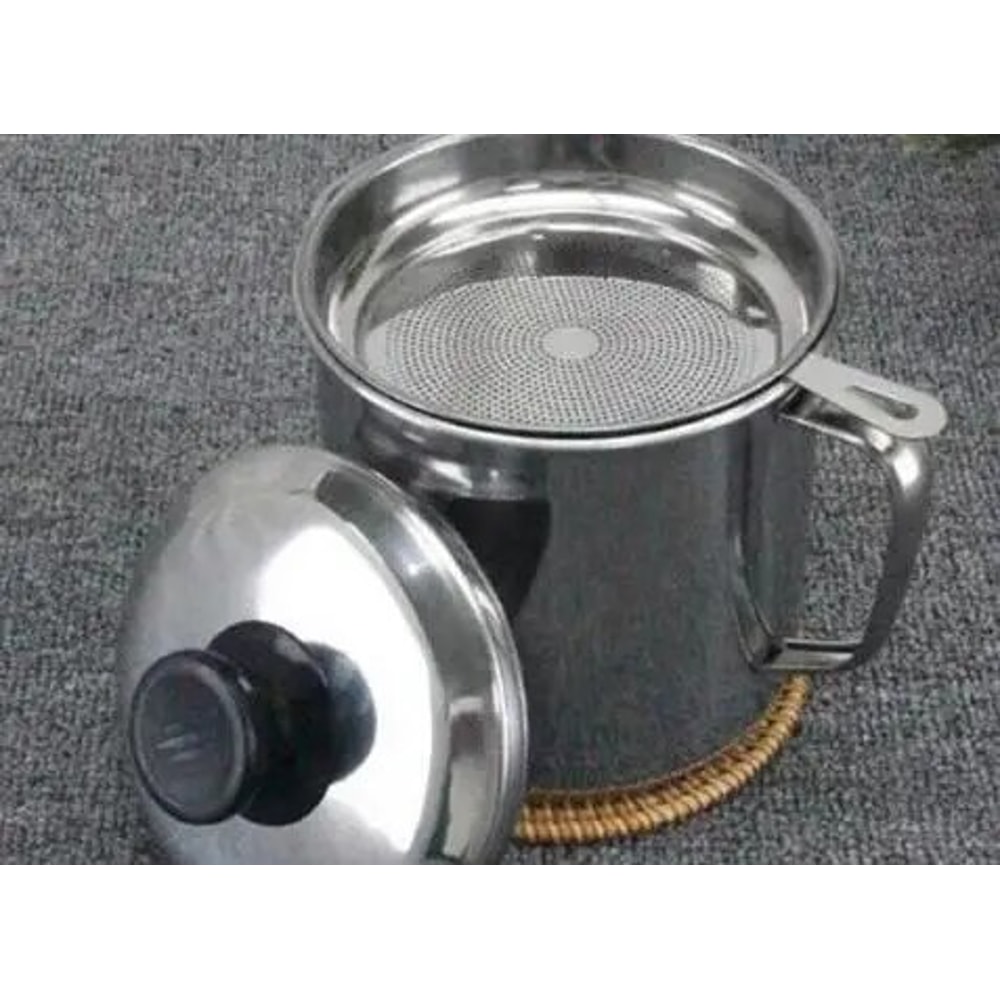 Kitchen Oil Container Can with Strainer, Bacon Grease Storage for Cooking and Frying Oil