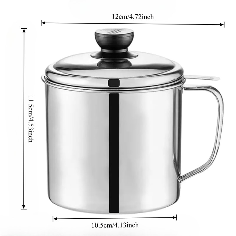Kitchen Oil Container Can with Strainer, Bacon Grease Storage for Cooking and Frying Oil
