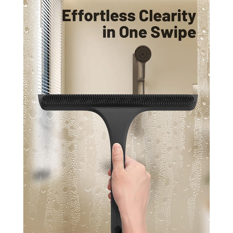Glass Door Shower Squeegee Integrated Silicone BuiltIn Hook For Easy Hanging 1