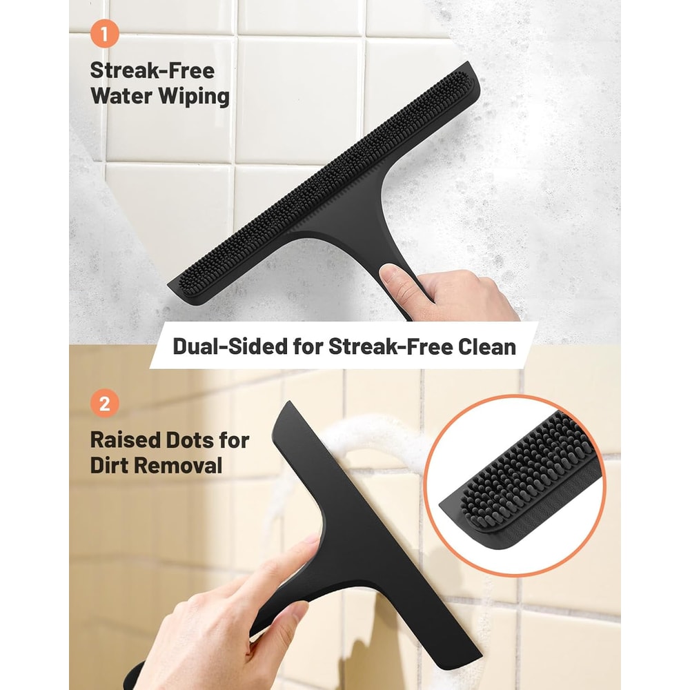 Glass Door Shower Squeegee Integrated Silicone BuiltIn Hook For Easy Hanging 2