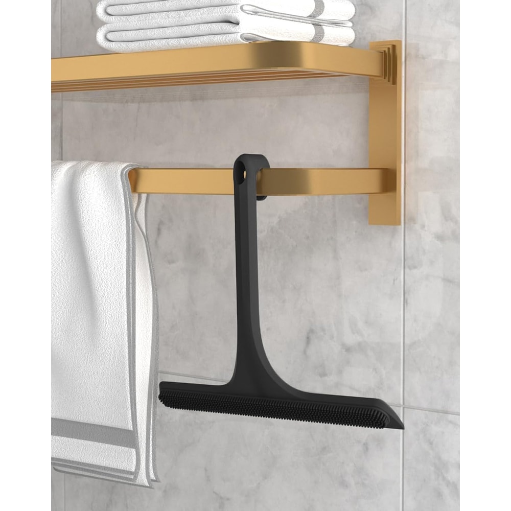 Glass Door Shower Squeegee Integrated Silicone BuiltIn Hook For Easy Hanging 3