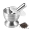 Stainless Steel Spice Grinder With Mortar and Pestle, Herb Grinder Bowl, Seasoning Mill, Pill Crusher