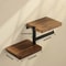 Wooden Wall Mounted Toilet Paper Holder Hanging Tissue Roll Dispenser Iron Tissue Holder Bathroom A 2