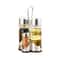 Seasoning Bottle Set, Condiment Holder Rack, Oil Vinegar Dispensers with Salt Pepper Shakers and Glass Cruet Set