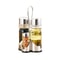 Seasoning Bottle Set, Condiment Holder Rack, Oil Vinegar Dispensers with Salt Pepper Shakers and Glass Cruet Set