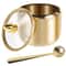 Stainless Steel Sugar Jar with Clear Glass Lid and Spoon, Multifunctional Container for Salt, Candy, and Coffee Beans