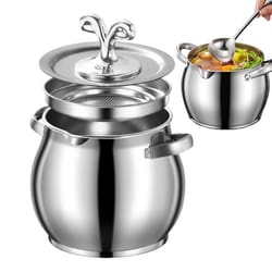 grease jar with strainer lid, stainless steel fat storage canister for kitchen use, cooking baking
