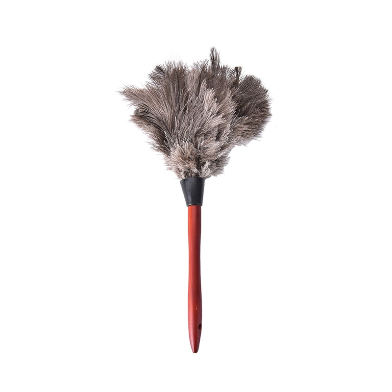 Ostrich Natural Feather Duster Brush with Wood Handle for Anti-static Household and Car Dust Cleaning Tool