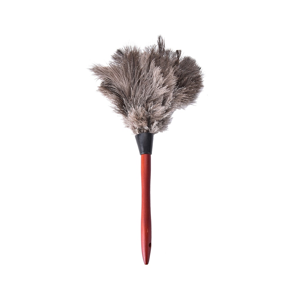 Ostrich Natural Feather Duster Brush with Wood Handle for Anti-static Household and Car Dust Cleaning Tool