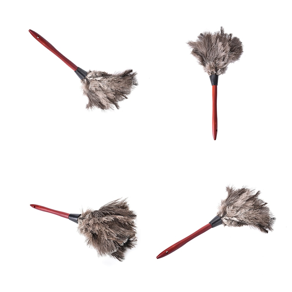 Ostrich Natural Feather Duster Brush with Wood Handle for Anti-static Household and Car Dust Cleaning Tool