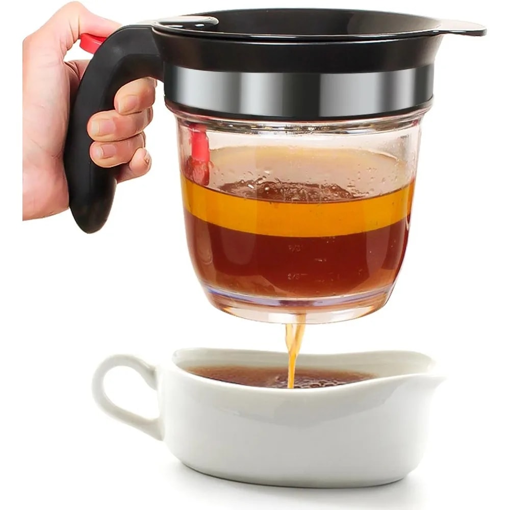 Fat Separator Bottom, Built-in Oil Strainer for Efficient Grease Separation, Essential Kitchen Utensil