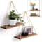 Hanging Wooden Storage Rack, Wall Decoration Hanging Rope Flower Pot Storage Rack