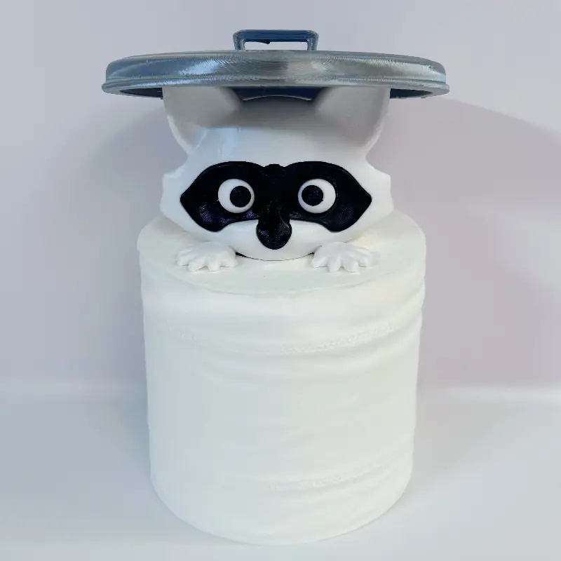 Adorable Printed Raccoon Toilet Roll Paper Holder White Plastic Playful Bathroom Decor Tissue Holde 6