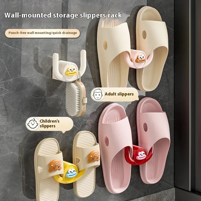 Cartoon Slippers Hook Bathroom Slipper Rack Shoe Holder Drainage Stand For Bathroom Bedroom Storage 3