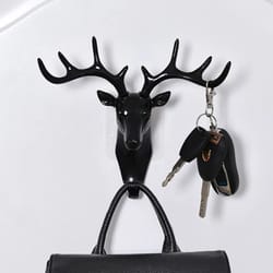 wall hanging hook with vintage deer antlers for scarf, clothes, and key storage