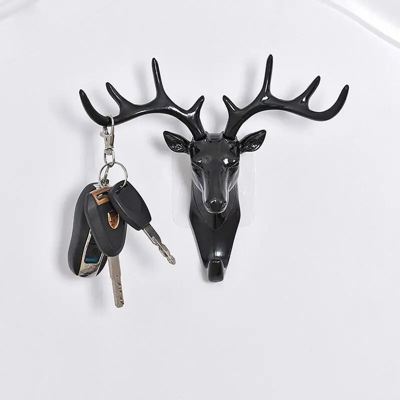 Wall Hanging Hook With Vintage Deer Antlers For Scarf Clothes And Key Storage 2