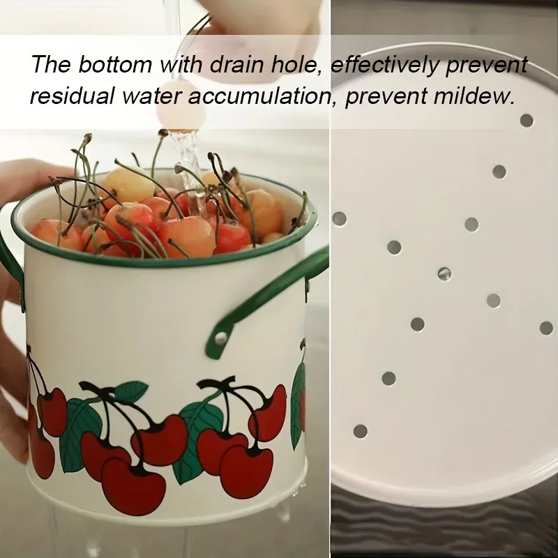 Creative Vintage Cherry Tableware Bucket, Household Kitchen Organizer, Chopsticks Cage, Knife Fork Storage