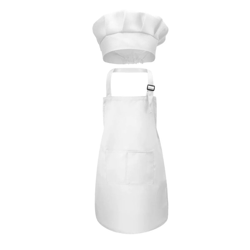Children Chef Apron For Kitchen Boys Girls Baby Pinafore Hat Sets Perfect For Kitchen Craft Cooking 6