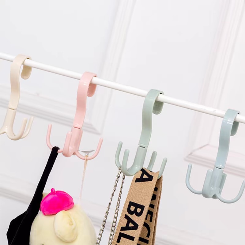 Creative Multifunctional Rotatable Four Claw Hooks Coat Hanger, Bags Scarf Storage Organizer