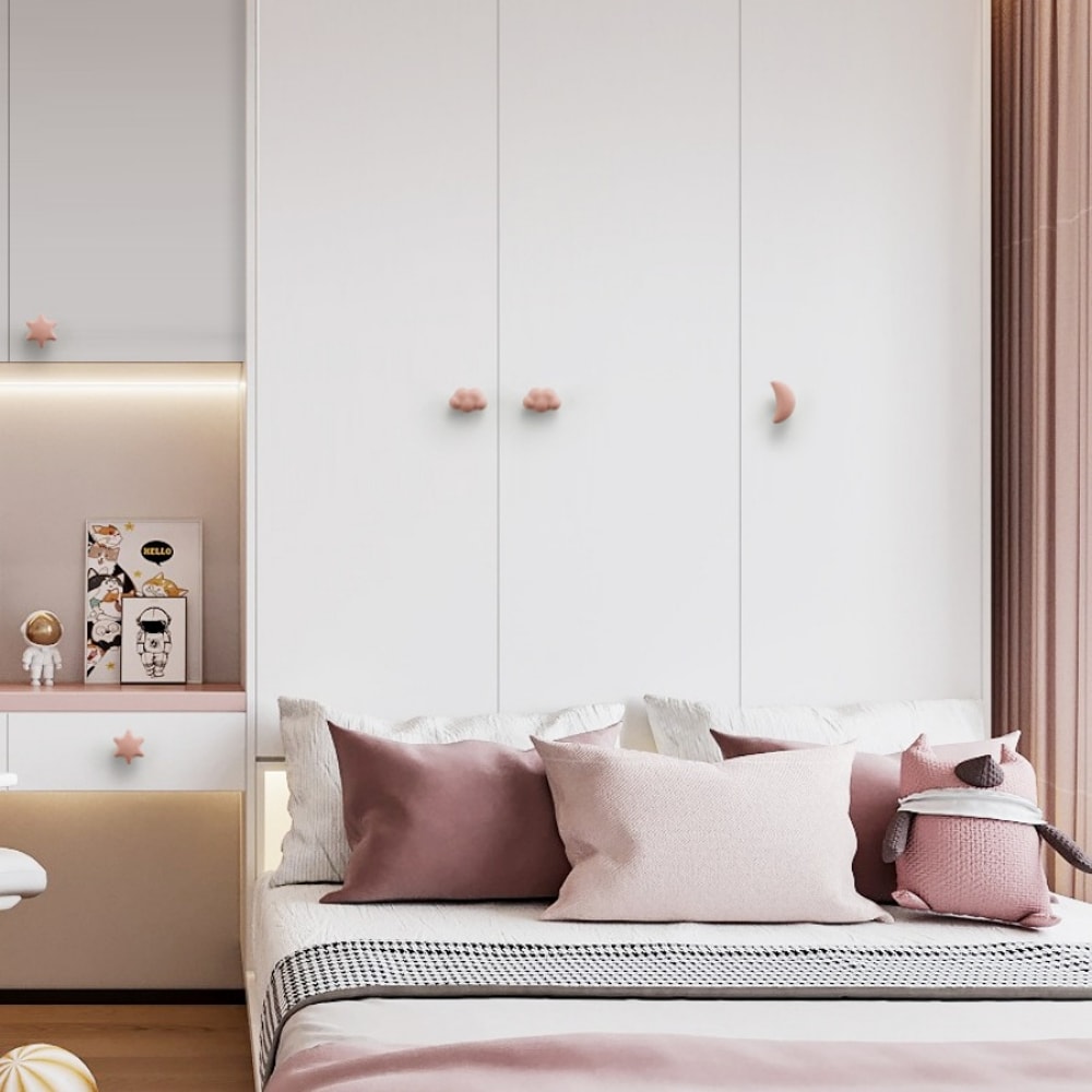 Cute Childrens Room Cabinet Knobs Stars Clouds Moons Ceramic Drawer Handles For Wardrobes And Doors 2