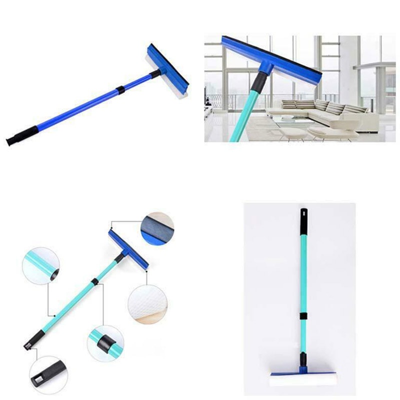 Telescopic Window Glass Cleaner Wiper Long Handle Sponge Brush Squeegee Mop Tool 2