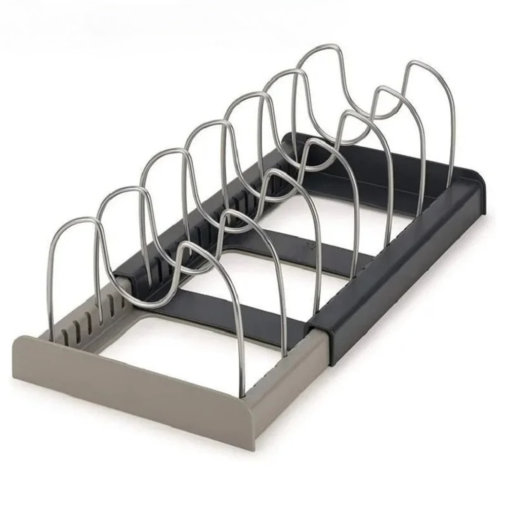 Kitchen Cabinet Organizers for Pots and Pans, Expandable Stainless Steel Storage Rack, Cutting Board Drying Cookware