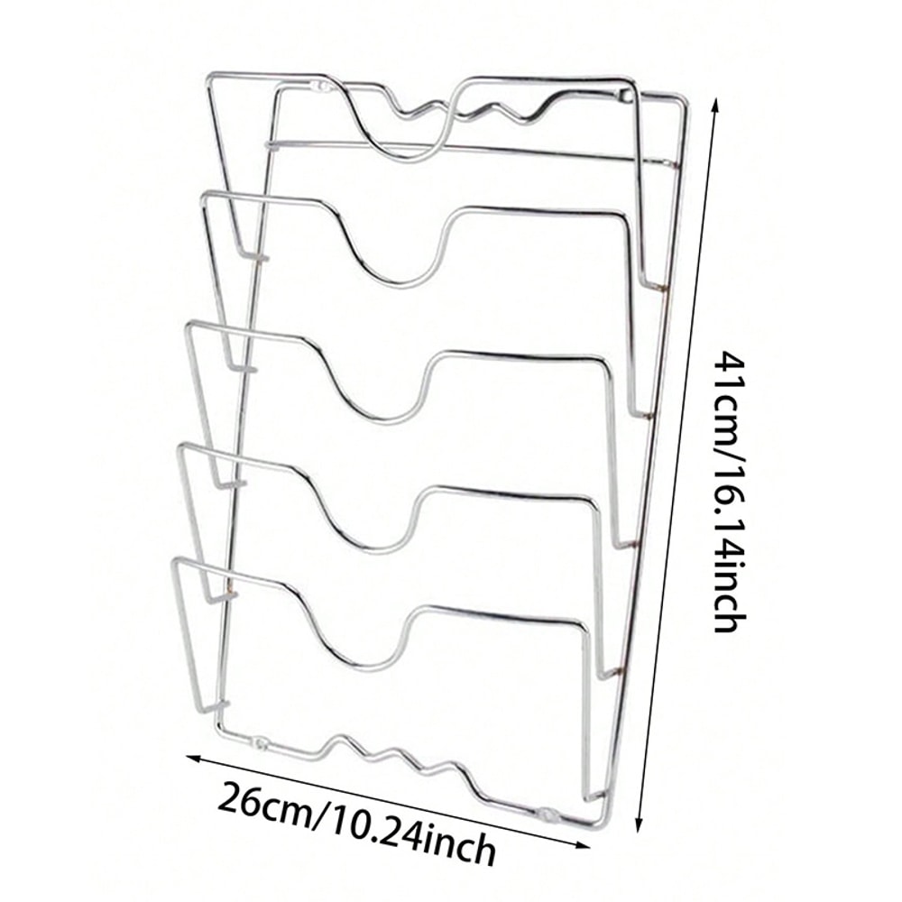 Kitchen Organizer Rack Wall Hanging Pot Cover Rack FiveLayer Pot Lid Metal RustFree Storage Rack 5