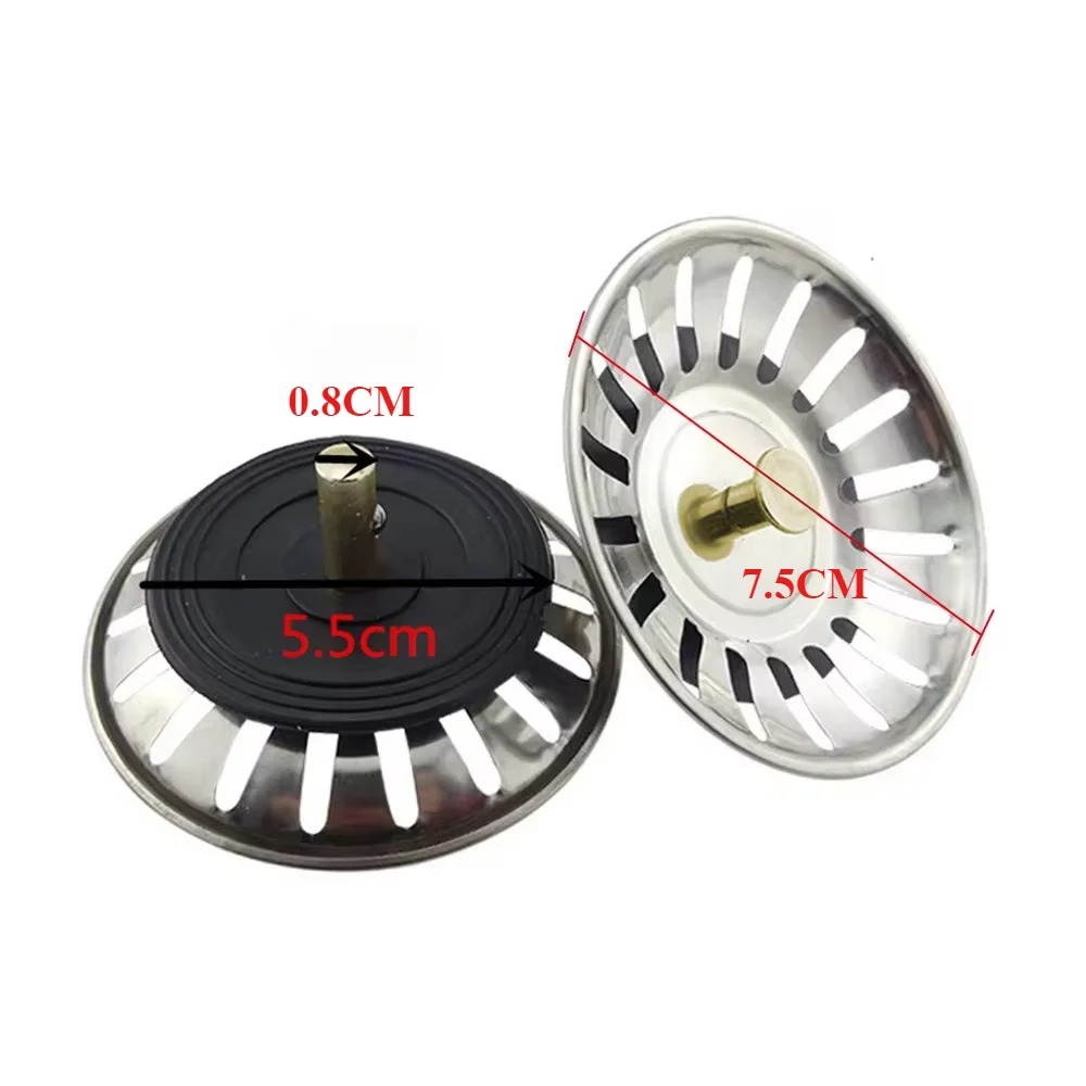 Kitchen Sink Sewer Strainer, Basin Drain Stopper, Stainless Steel Waste Plug, Anti-clog Filter for Floor Drain