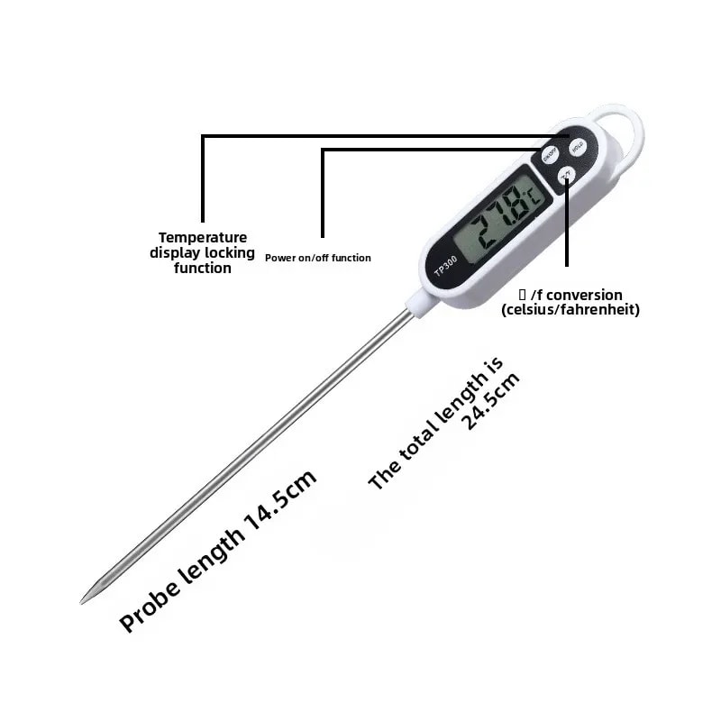 Waterproof Stainless Steel Cooking Thermometer Fast Response Probe Pen For BBQ Meat Milk Baking 5
