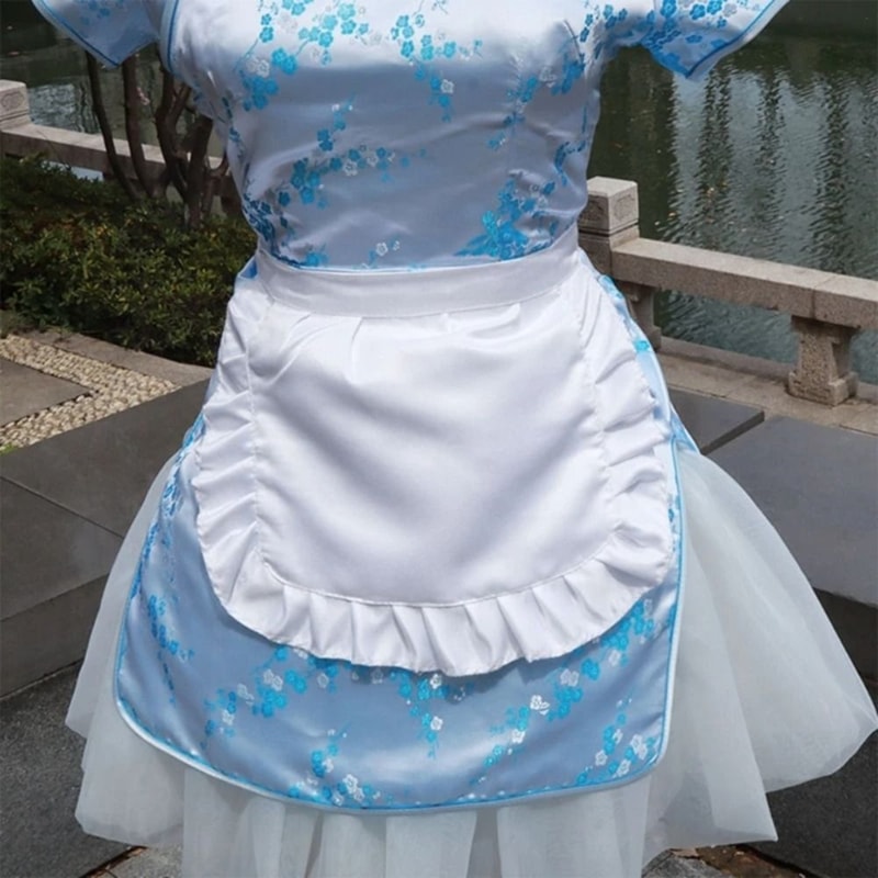 Maid Apron Halflength Princess Apron Pure White Ruffled Kitchen Accessories 1