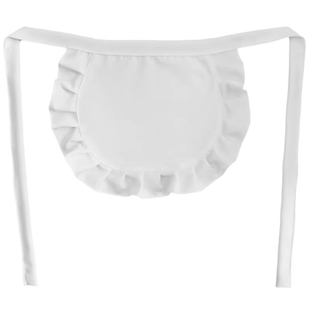 Maid Apron Halflength Princess Apron Pure White Ruffled Kitchen Accessories 5