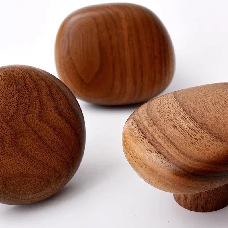 Coat Hook, Wall-mounted Hook, Solid Wood Handle Clothes Hook, Pebble Shape Door Clothes Hanger, Punch-free Cabinet Door