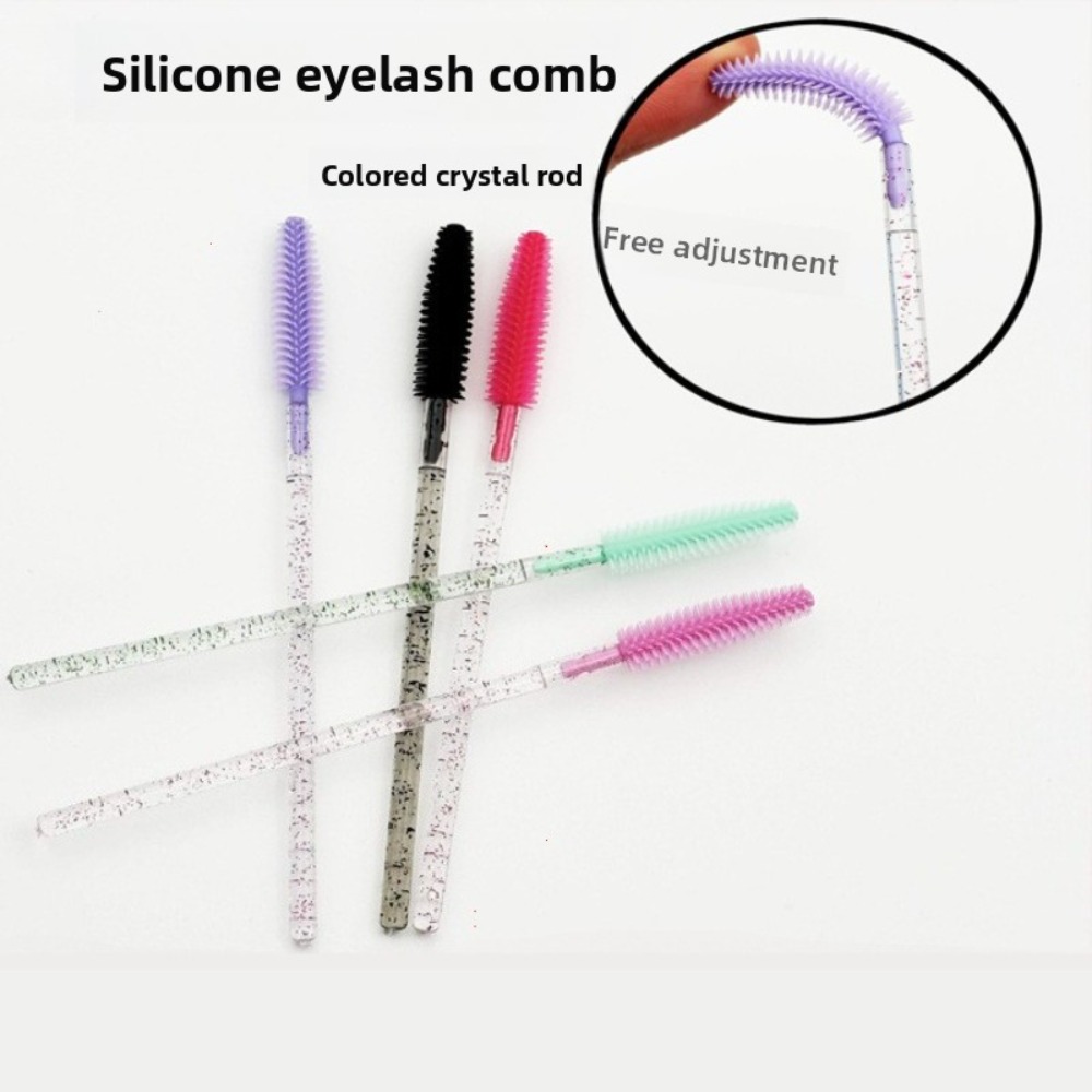 Crystal Silicone Eyelash Brush, Lash Makeup Brushes, Eyebrow Comb, Eyelash Extension Spoolie Microbrush
