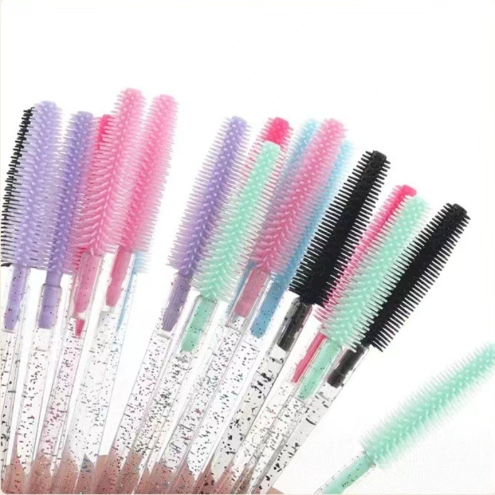 Crystal Silicone Eyelash Brush, Lash Makeup Brushes, Eyebrow Comb, Eyelash Extension Spoolie Microbrush