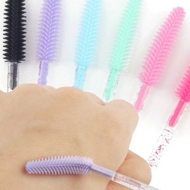 Crystal Silicone Eyelash Brush, Lash Makeup Brushes, Eyebrow Comb, Eyelash Extension Spoolie Microbrush