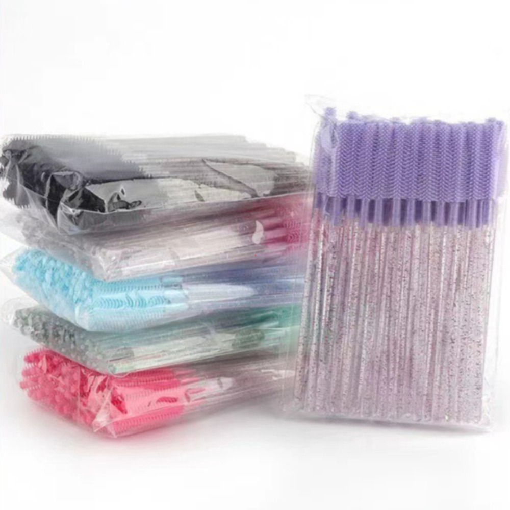 Crystal Silicone Eyelash Brush, Lash Makeup Brushes, Eyebrow Comb, Eyelash Extension Spoolie Microbrush